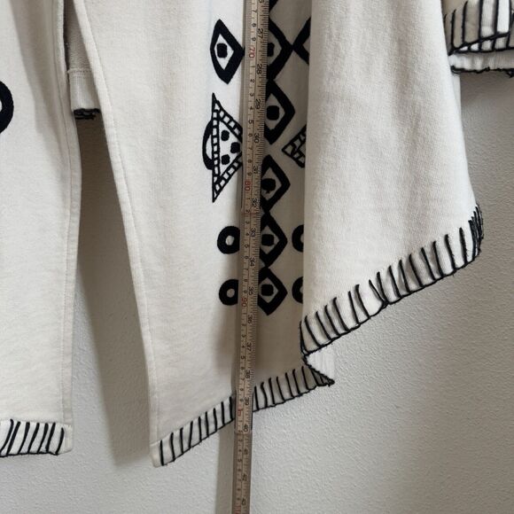 Roja Sweater Womens XL Ivory Black Embroidered Geometric Cotton Boho Cardigan - Picture 12 of 16